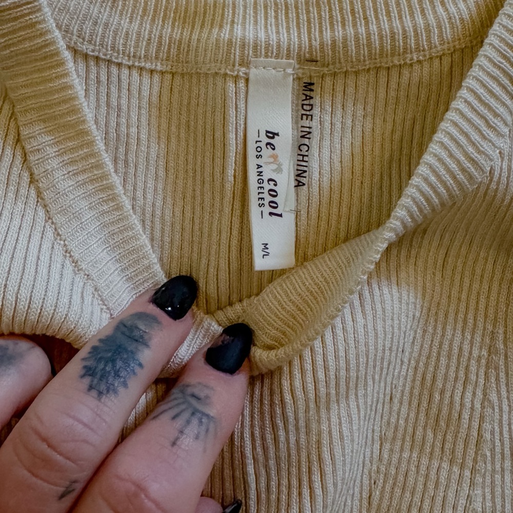 BE COOL Cream Ribbed Tank - Picture 3 of 6